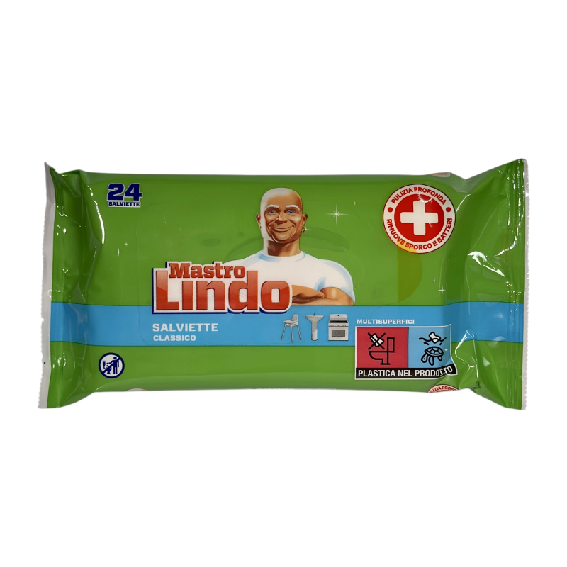 Серветки вологі Mastro Lindo для прибирання різних поверхонь без аромату, 24 шт