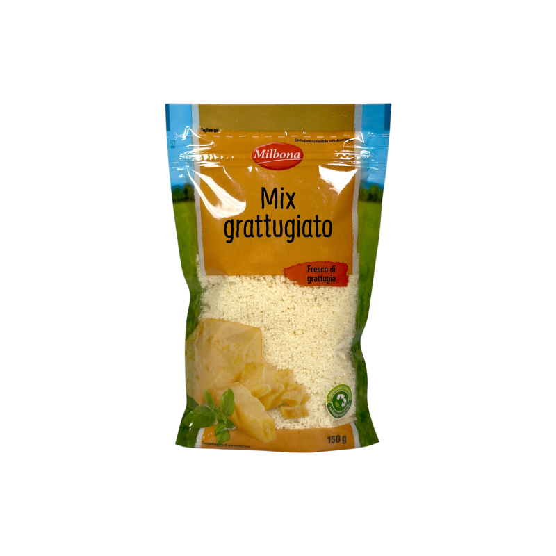 Сир тертий Milbona пармезан мікс grattugiato mix, 150 г