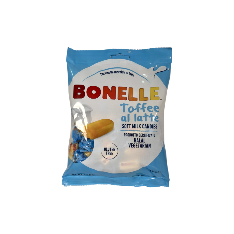 Цукерки Bonelle молочна карамель toffee al latte senza glutine, 150 г