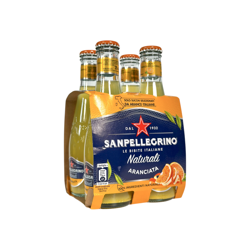 Напій газований натуральний Sanpellegrino апельсиновий naturali aranciata, 4x200 мл