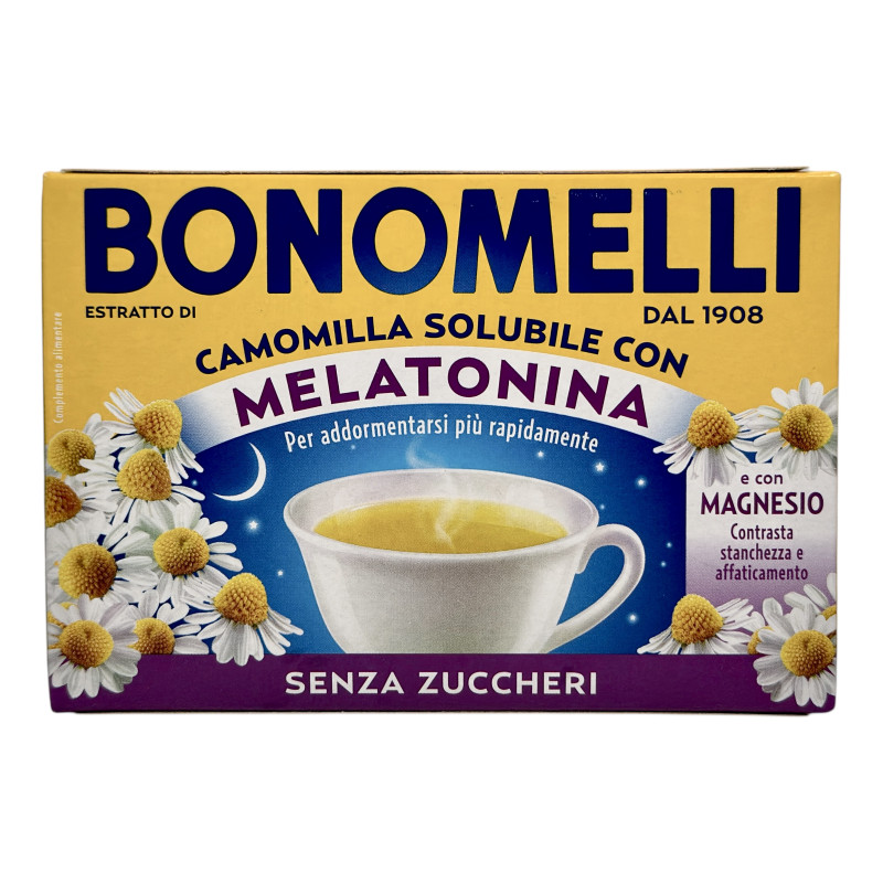 Чай з ромашки сублімований Bonomelli з мелатоніном без цукру le camomille solubile con melatonina senza zuccheri, 16 пакетиків, 72 г