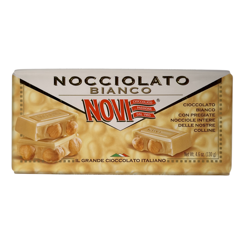 Шоколад білий Novi з фундуком e cioccolato bianco con nocciole intere, 130 г