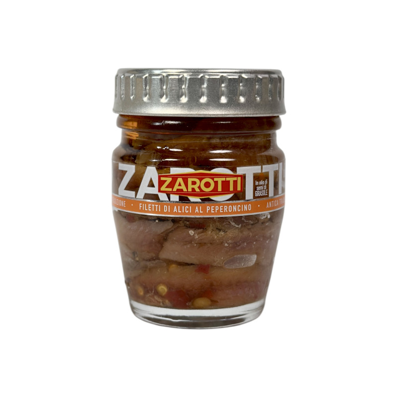 Філе анчоусів Zarotti в олії з перцем filetti di alici al peperoncino, 60 г