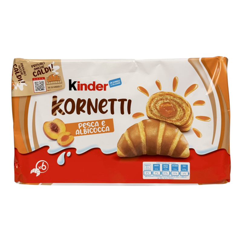 Круасани Kinder із персиковим та абрикосовим джемом kornetti pesca e albicocca, 252 г