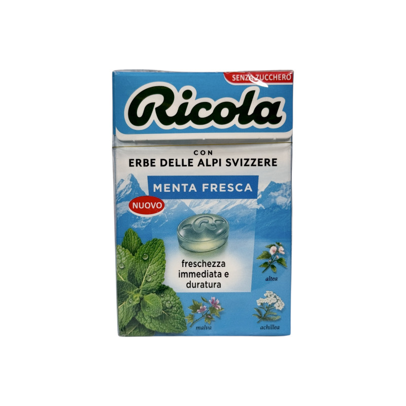 Льодяники швейцарські Ricola освіжаюча м'ята без цукру menta fresca, 50 г