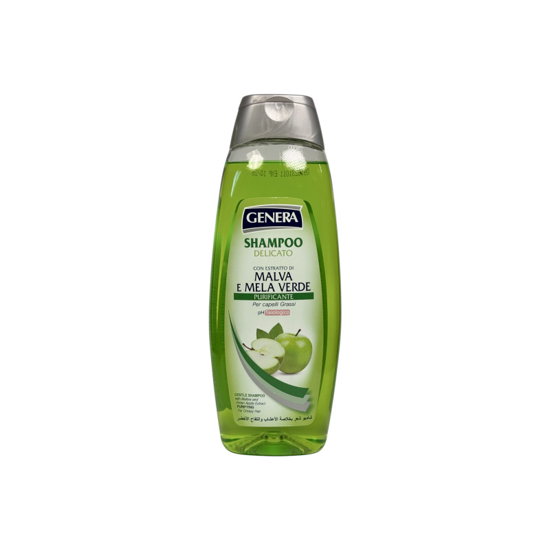Шампунь Genera делікатний з мальвою і зеленим яблуком очищуючий для жирного волосся delicato malva e mela