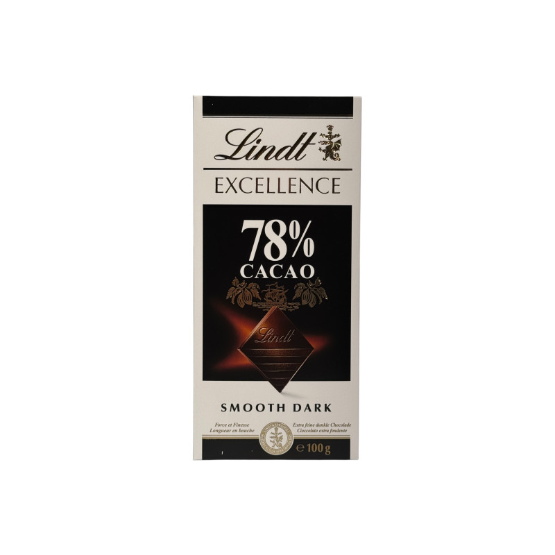 Шоколад чорний Lindt екстра темний 78% cacao smooth dark, 100 г