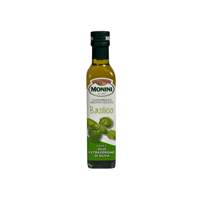 Олія оливкова Monini ароматизована базиліком olio extravergine di oliva basilico, 250 мл