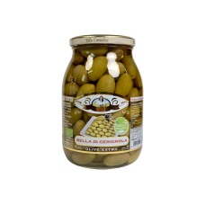 Оливки зелені Bella Contadina великі цілі у розсолі e bella di cerignola olive extra BIO, 1062 мл