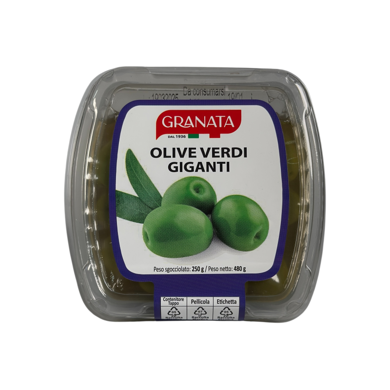 Оливки зелені Granata гігантські у розсолі olive verdi giganti, 480 г