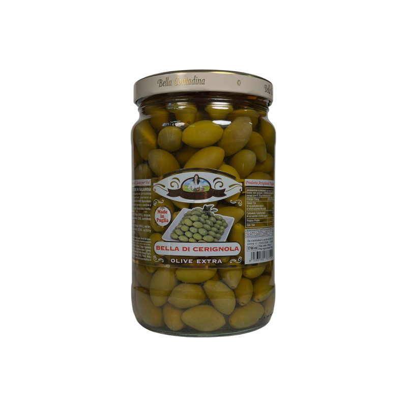 Оливки зелені Bella Contadina великі цілі у розсолі bella di cerignola olive extra, 1700 мл