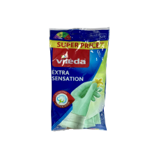 Рукавички господарські латексні Vileda ультратонкі з бавовняною підкладкою розмір s extra sensation, 1 пара