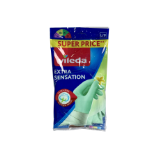 Рукавички господарські латексні Vileda ультратонкі з бавовняною підкладкою розмір l extra sensation, 1 пара