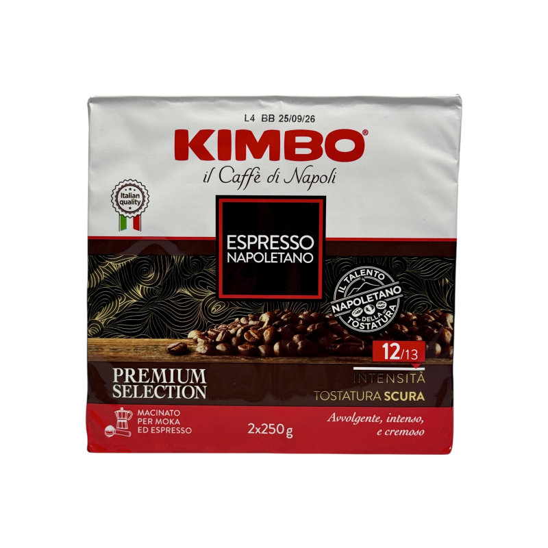 Кава мелена Kimbo темна espresso napoletano premium selection 12/13, 2×250 г