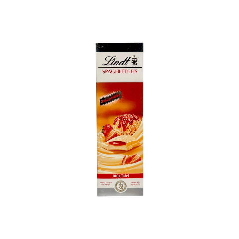 Шоколад Lindt Spaghetti-Eis білий з полуничним кремом e weiße schokolade spaghetti-eis, 100 г