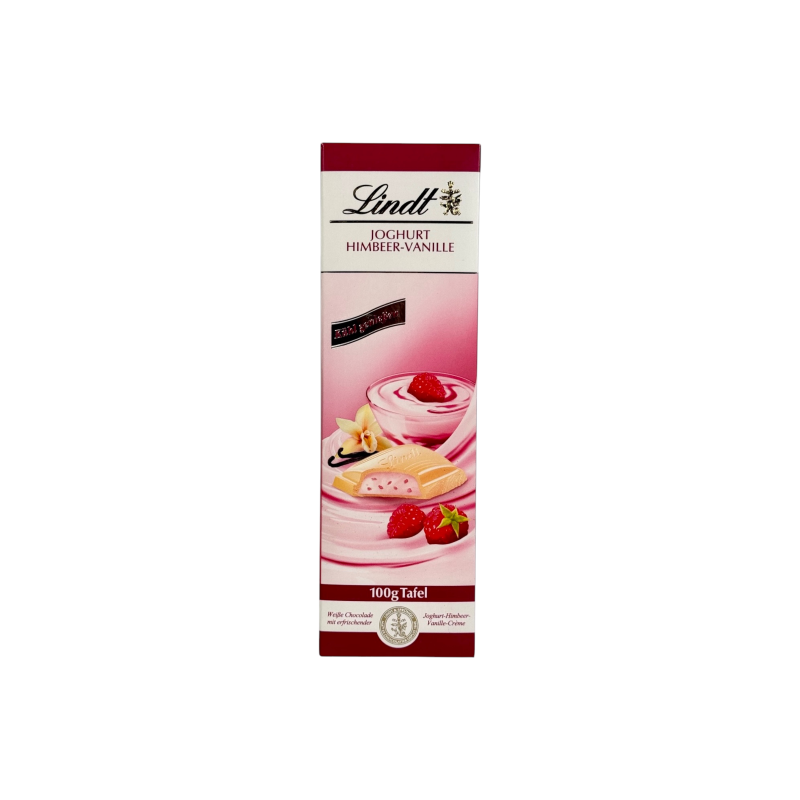 Шоколад Lindt білий з йогуртовим кремом з малиною та ваніллю, weiße schokolade joghurt himbeer-vanille, 100 г