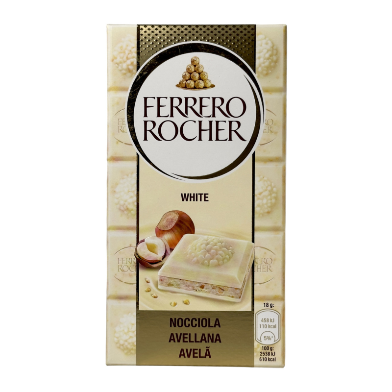 Шоколад білий FERRERO ROCHER з лісовим горіхом weiss haselnuss 90г