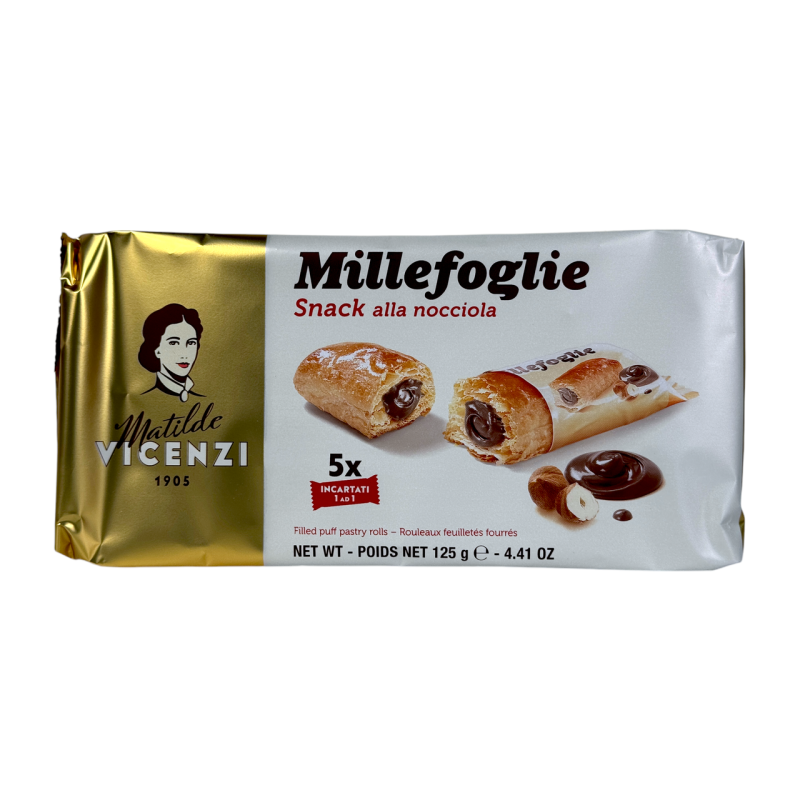 Matilde Vicenzi, листове печиво з горіховим кремом millefoglie mini crema nocciola 125 г