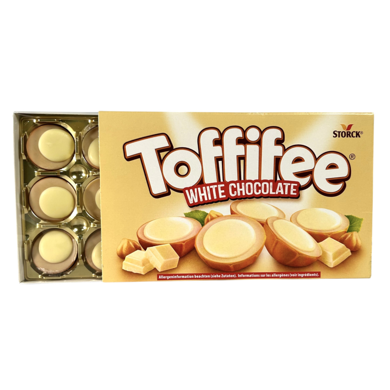 Цукерки Toffifee лісовий горіх у карамелі в білому шоколаді white chocolate die haselnuss in caramel, 125 г