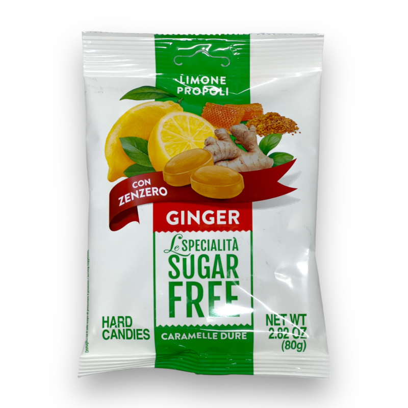 Sugar Free льодяники без цукру лимон, імбир, прополіс lemon zenzero e propoli senza zucchero 80 г